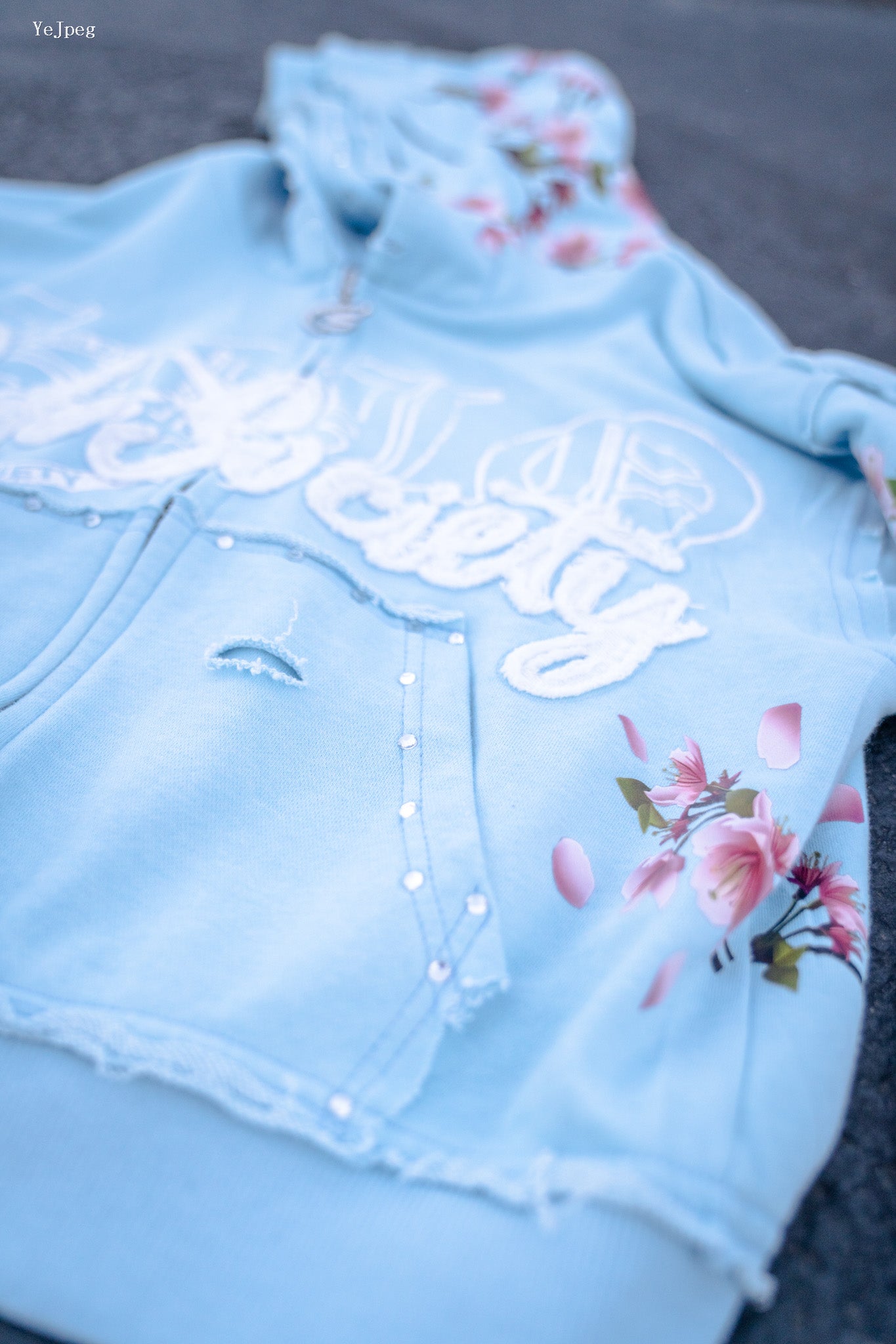 Cloud Blue Cherry Blossom Hoodie