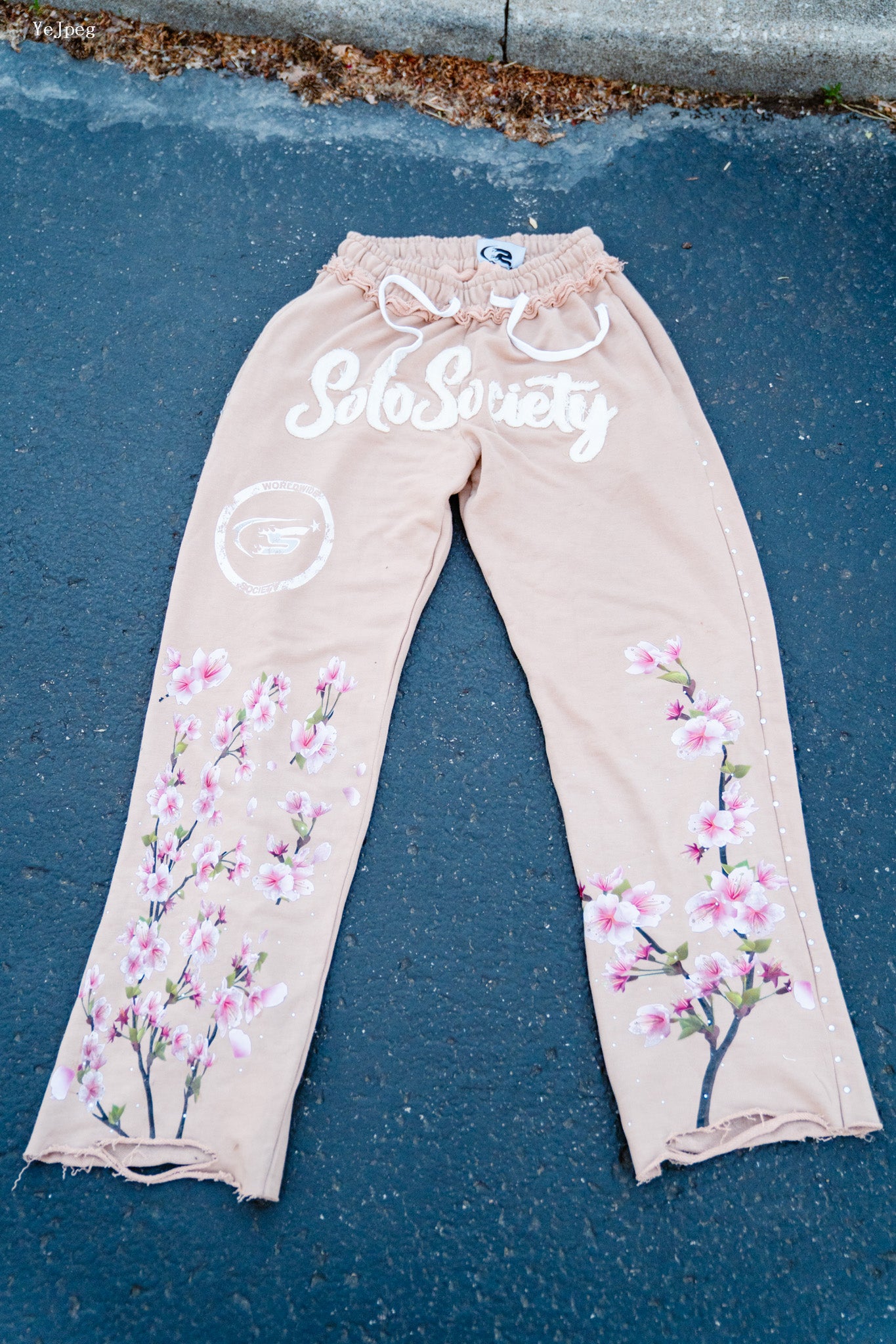Mocha Tan Cherry Blossom Joggers
