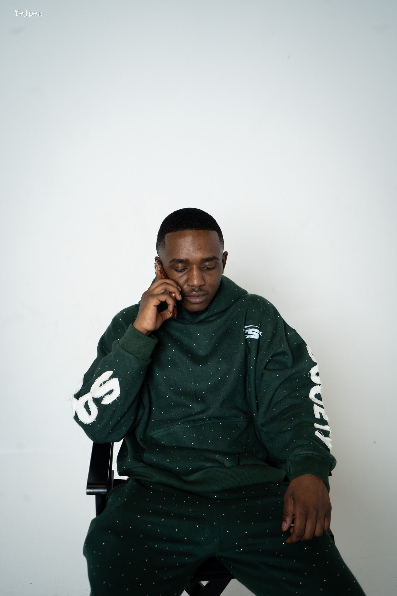 Pine Green RhineStone Hoodie