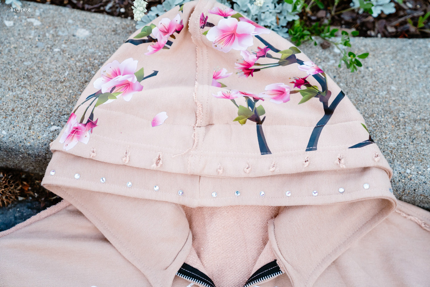 Mocha Tan Cherry Blossom Hoodie