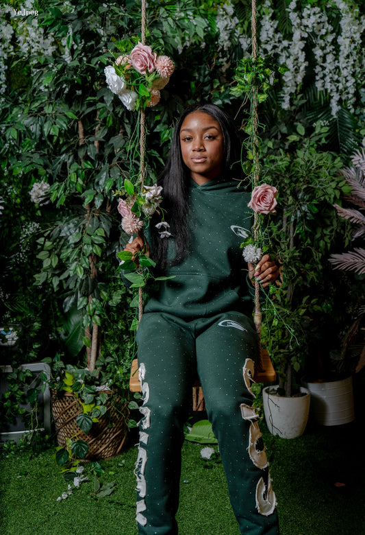 Pine Green RhineStone Hoodie