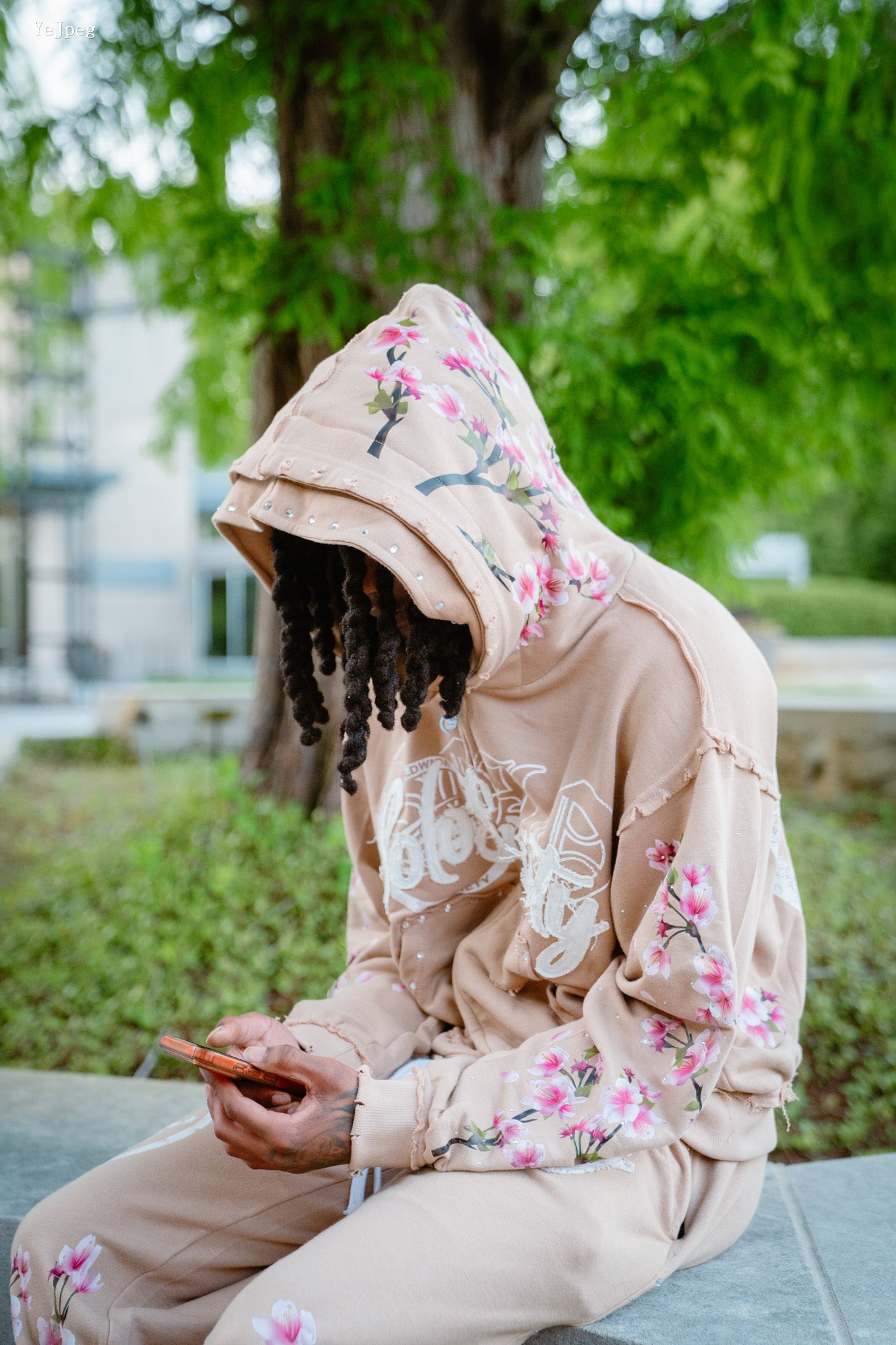 Mocha Tan Cherry Blossom Hoodie