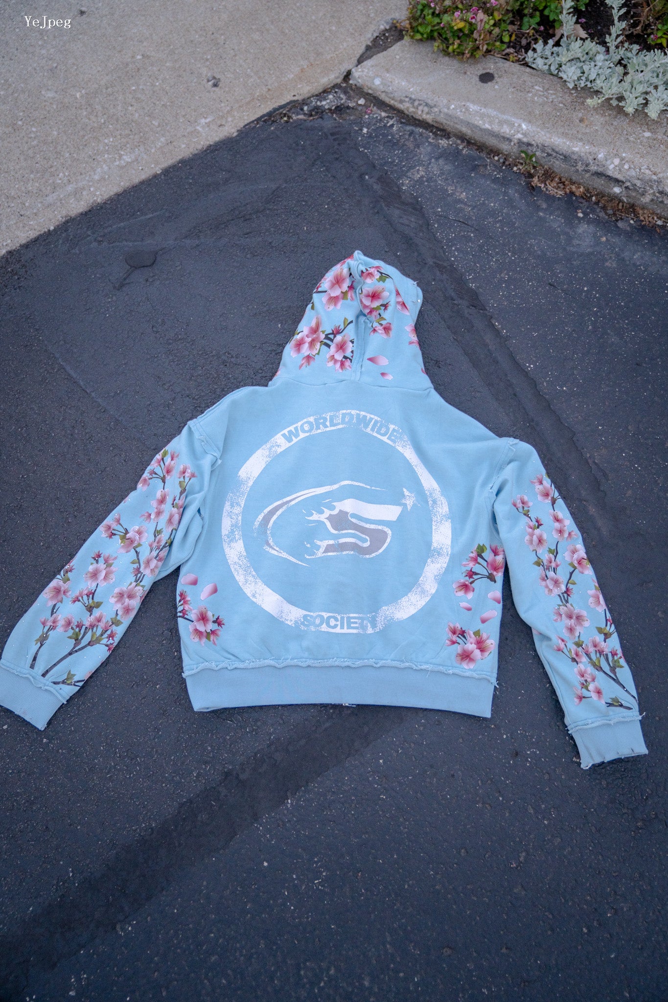 Cloud Blue Cherry Blossom Hoodie