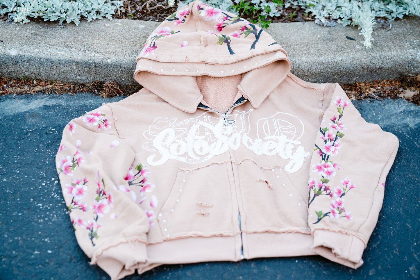 Mocha Tan Cherry Blossom Hoodie