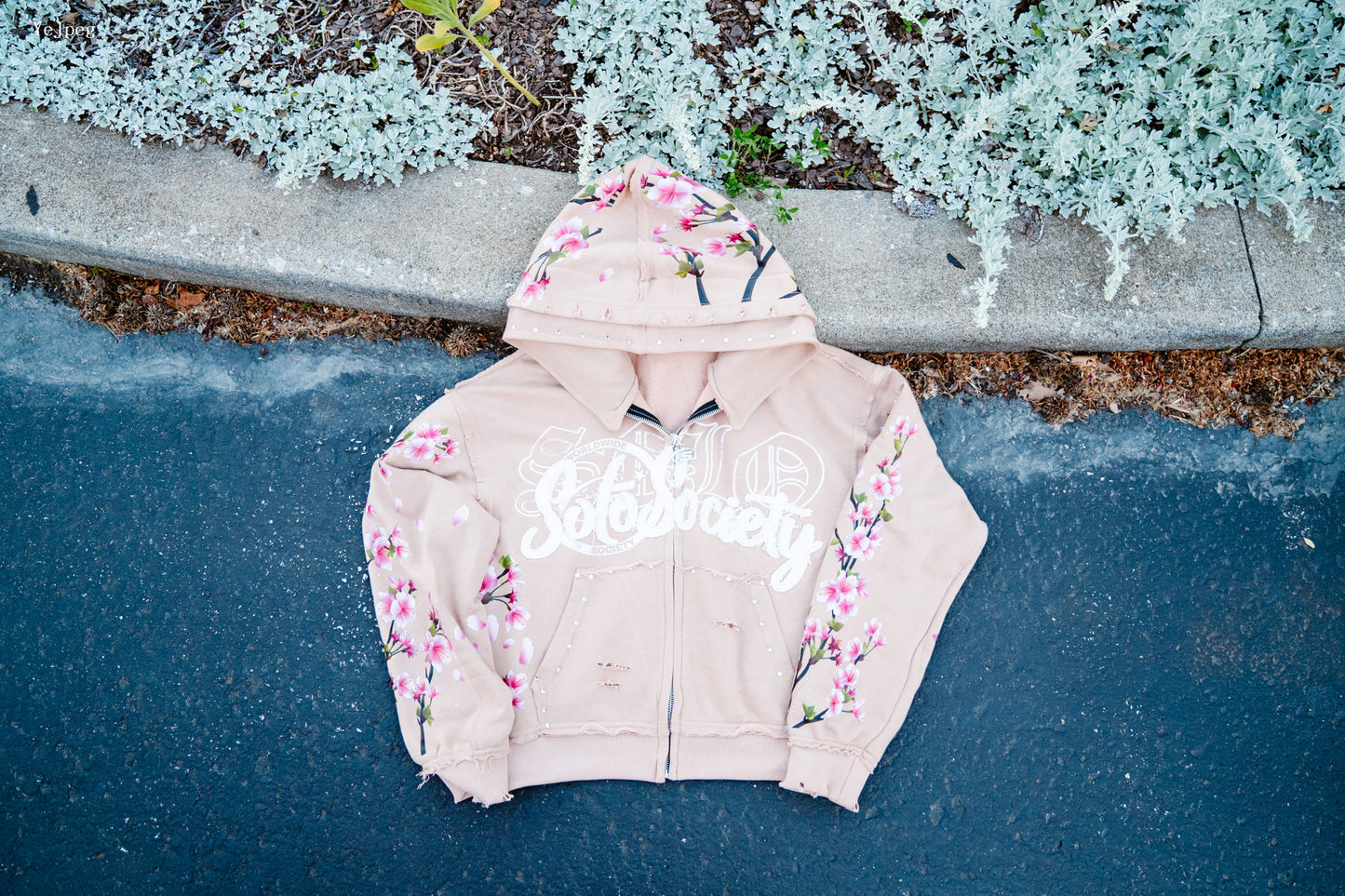 Mocha Tan Cherry Blossom Hoodie