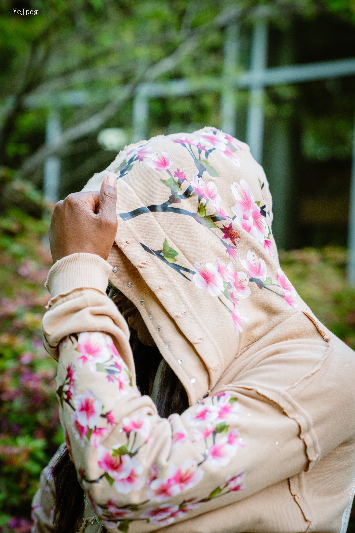 Mocha Tan Cherry Blossom Hoodie