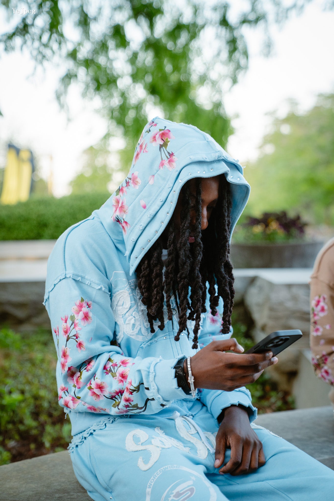 Cloud Blue Cherry Blossom Hoodie