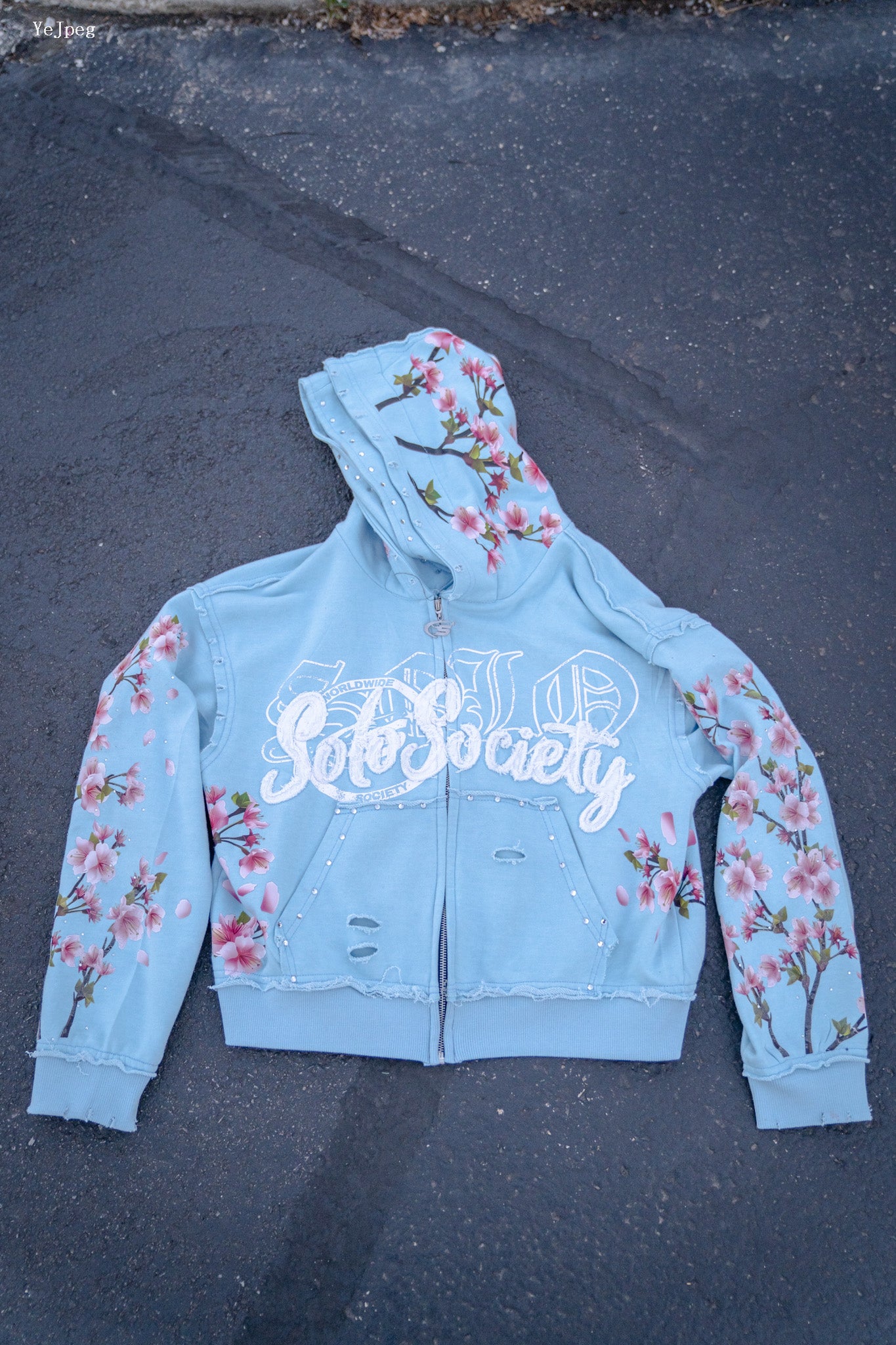 Cloud Blue Cherry Blossom Hoodie